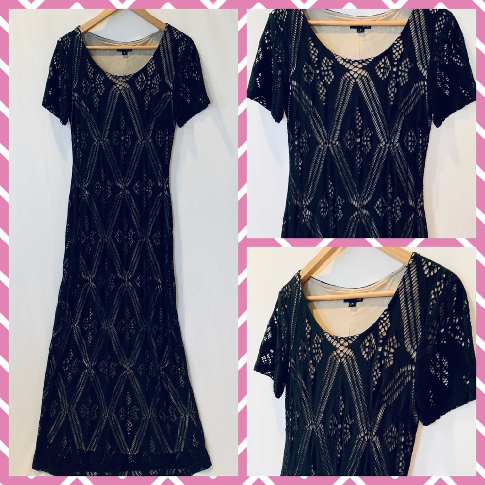 Black & Beige Cutout Maxi Dress sz 8 🌴